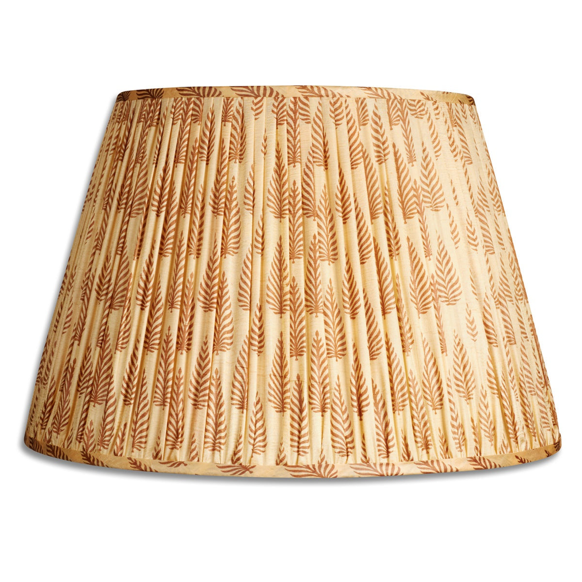 Nushka Lampshades 18 Inch - 46cm Caramel and brown leaf design silk sari lampshade