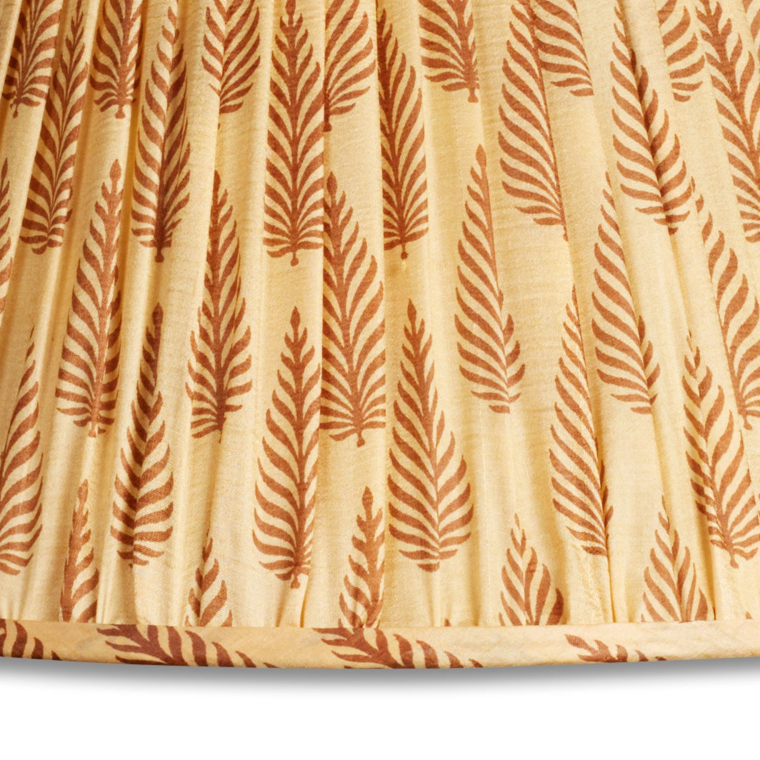 Nushka Lampshades 18 Inch - 46cm Caramel and brown leaf design silk sari lampshade