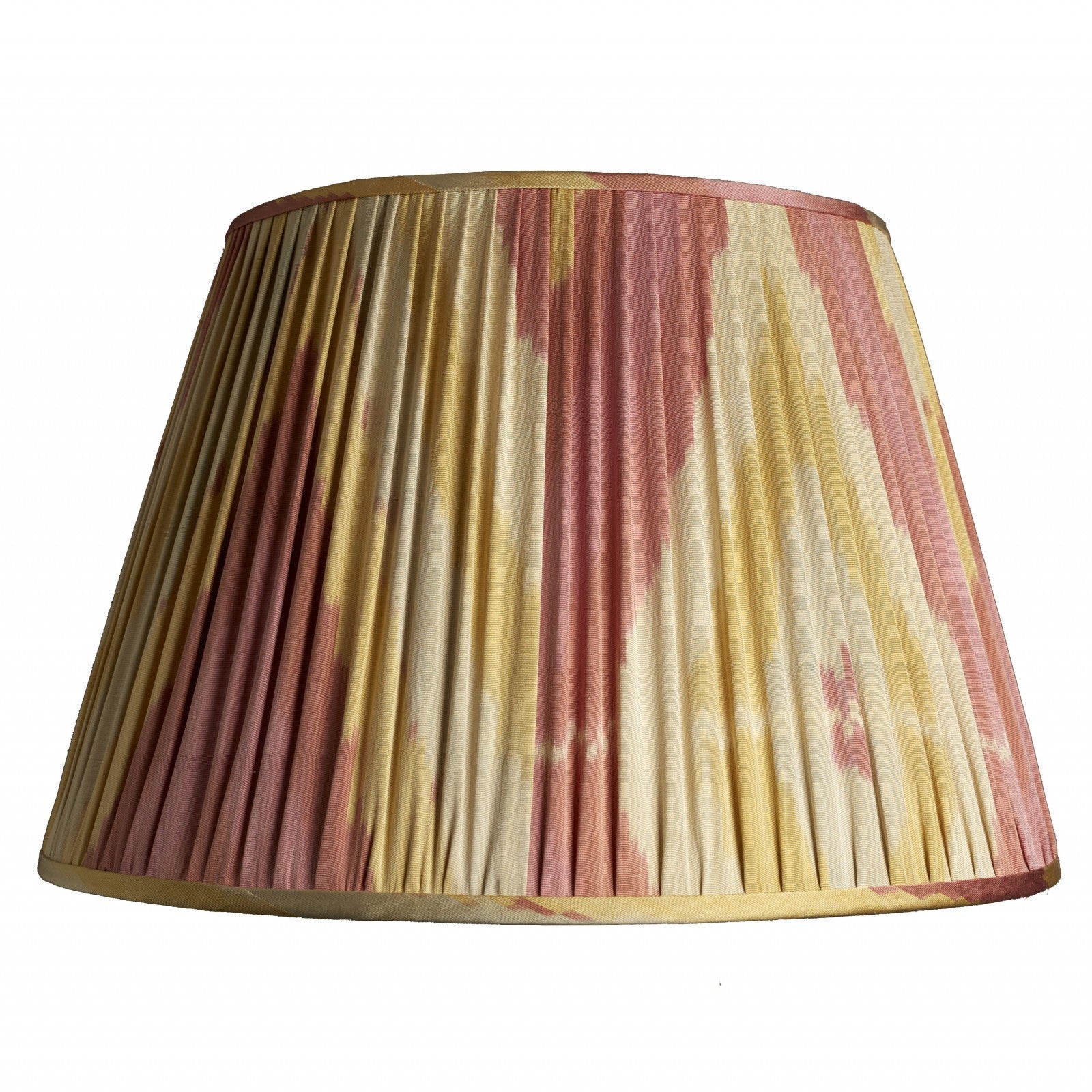 Nushka Lampshades 18 Inch - 46cm Coral and Yellow Chevron Cotton and Silk Ikat Finial fitting Lampshade