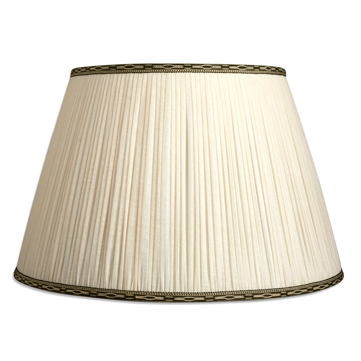 Nushka Lampshades 18 Inch - 46cm Cream cotton lampshade with green embroidered trim