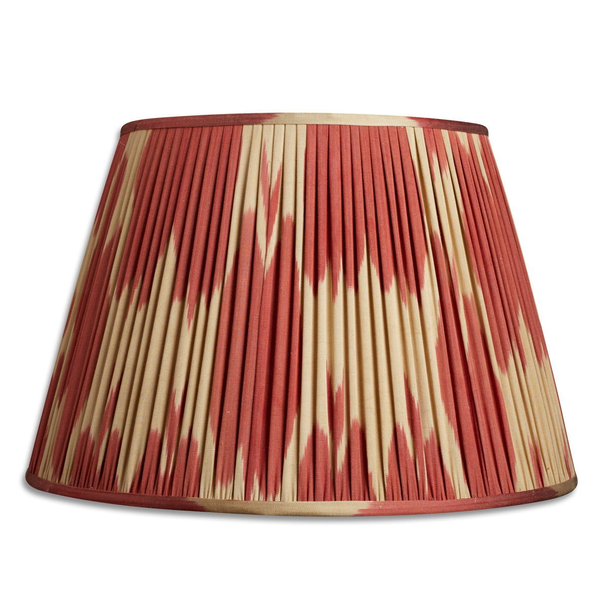 Nushka Lampshades 18 Inch - 46cm Khaki and maroon silk and cotton ikat lampshade