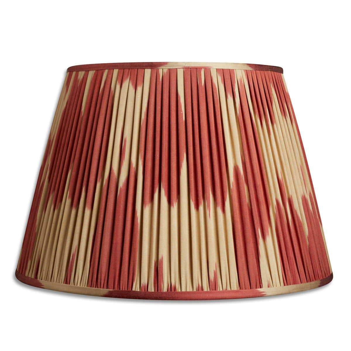 Nushka Lampshades 18 Inch - 46cm Khaki and maroon silk and cotton ikat lampshade