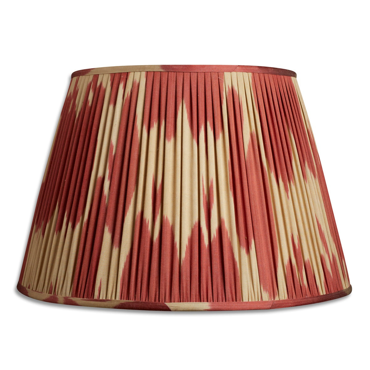 Nushka Lampshades 18 Inch - 46cm Khaki and maroon silk and cotton ikat lampshade