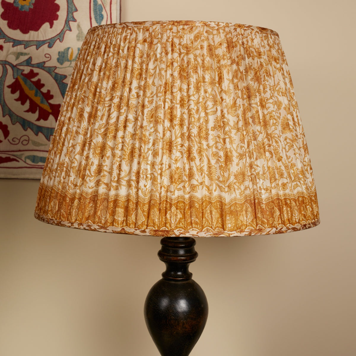 Nushka Lampshades 18 Inch - 46cm Pale brown and cream floral design silk sari lampshade