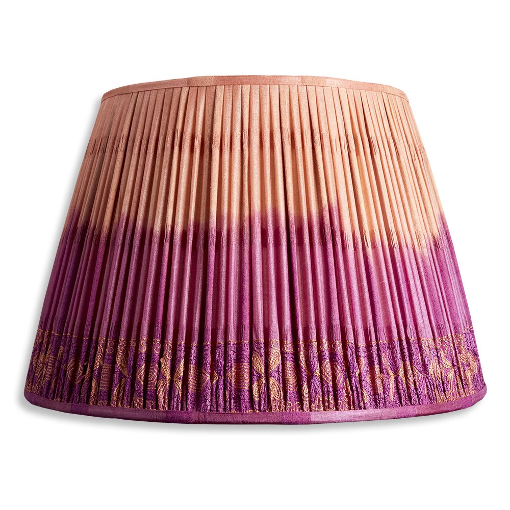 Nushka Lampshades 18 inch - 46cm Peach and Violet Ombre Embroidered Silk Sari Lampshade