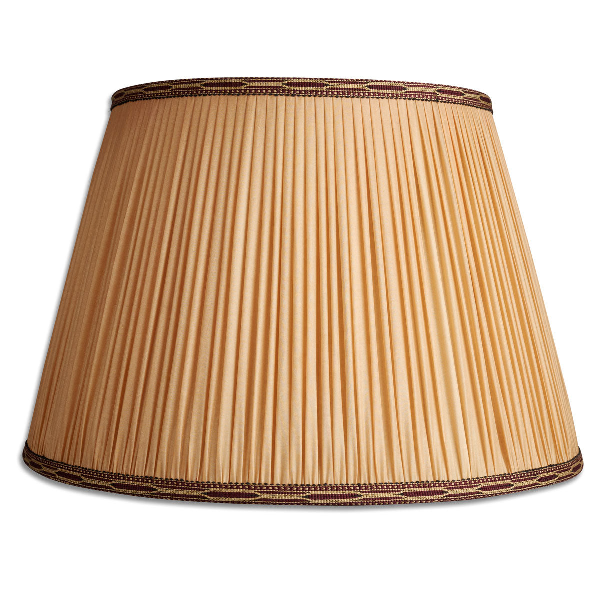 Nushka Lampshades 18 Inch - 46cm Plain pale gold silk sari lampshade with embroidered trim