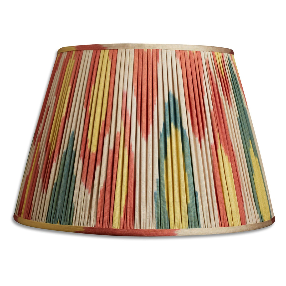 Nushka Lampshades 18 Inch - 46cm Red green and yellow silk and cotton ikat lampshade