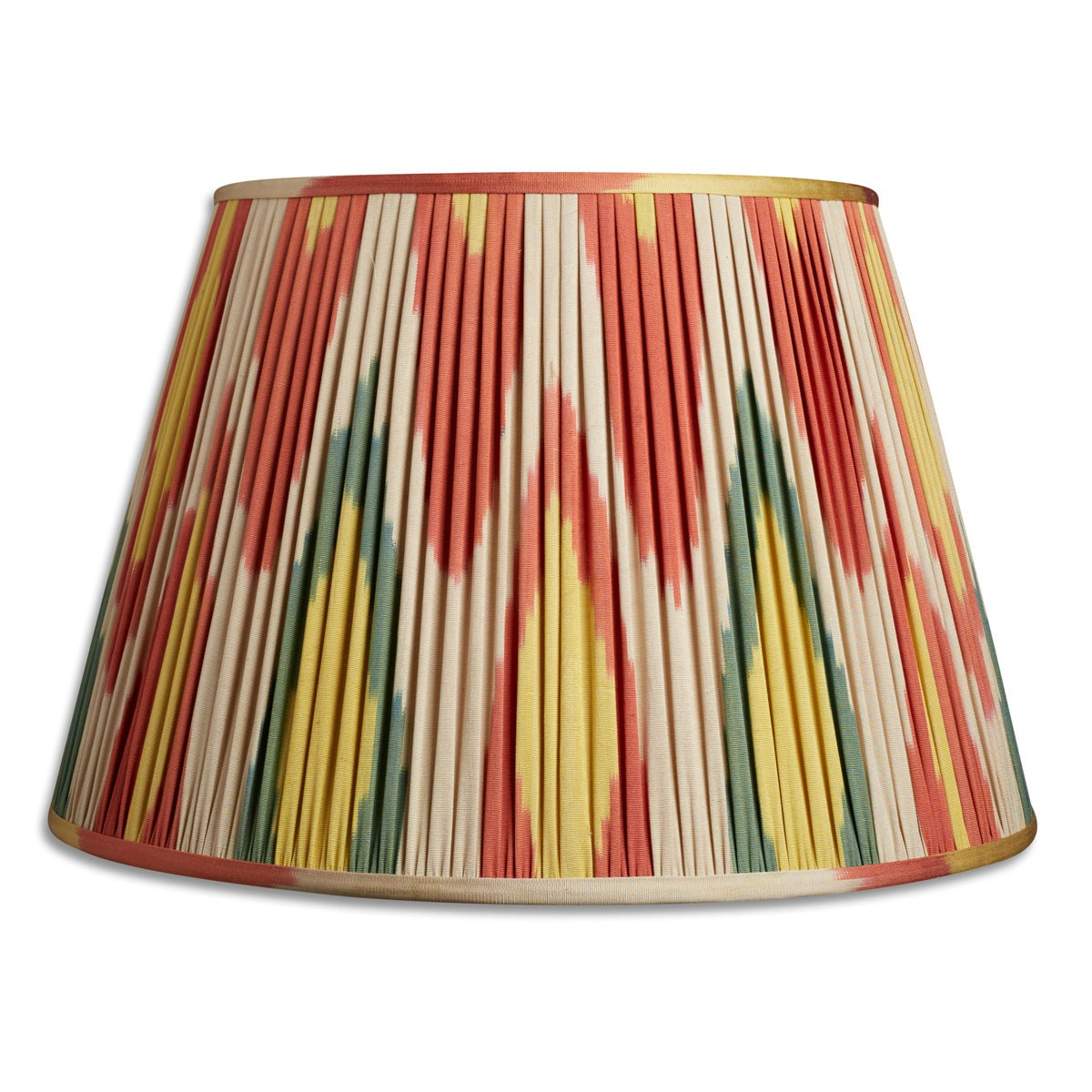 Nushka Lampshades 18 Inch - 46cm Red green and yellow silk and cotton ikat lampshade