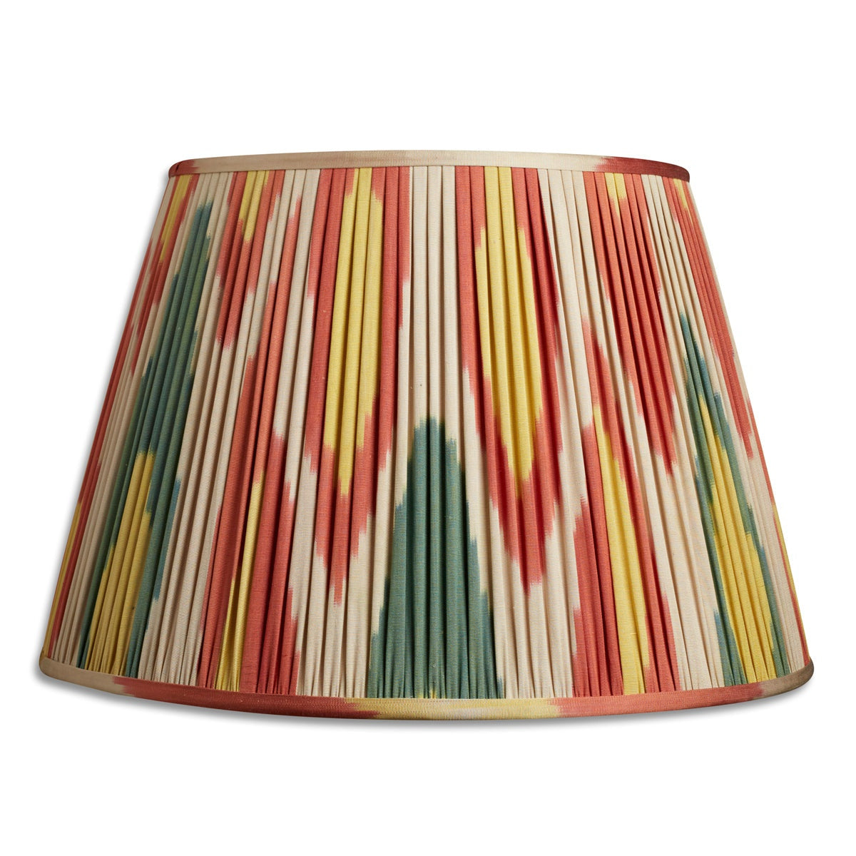 Nushka Lampshades 18 Inch - 46cm Red green and yellow silk and cotton ikat lampshade