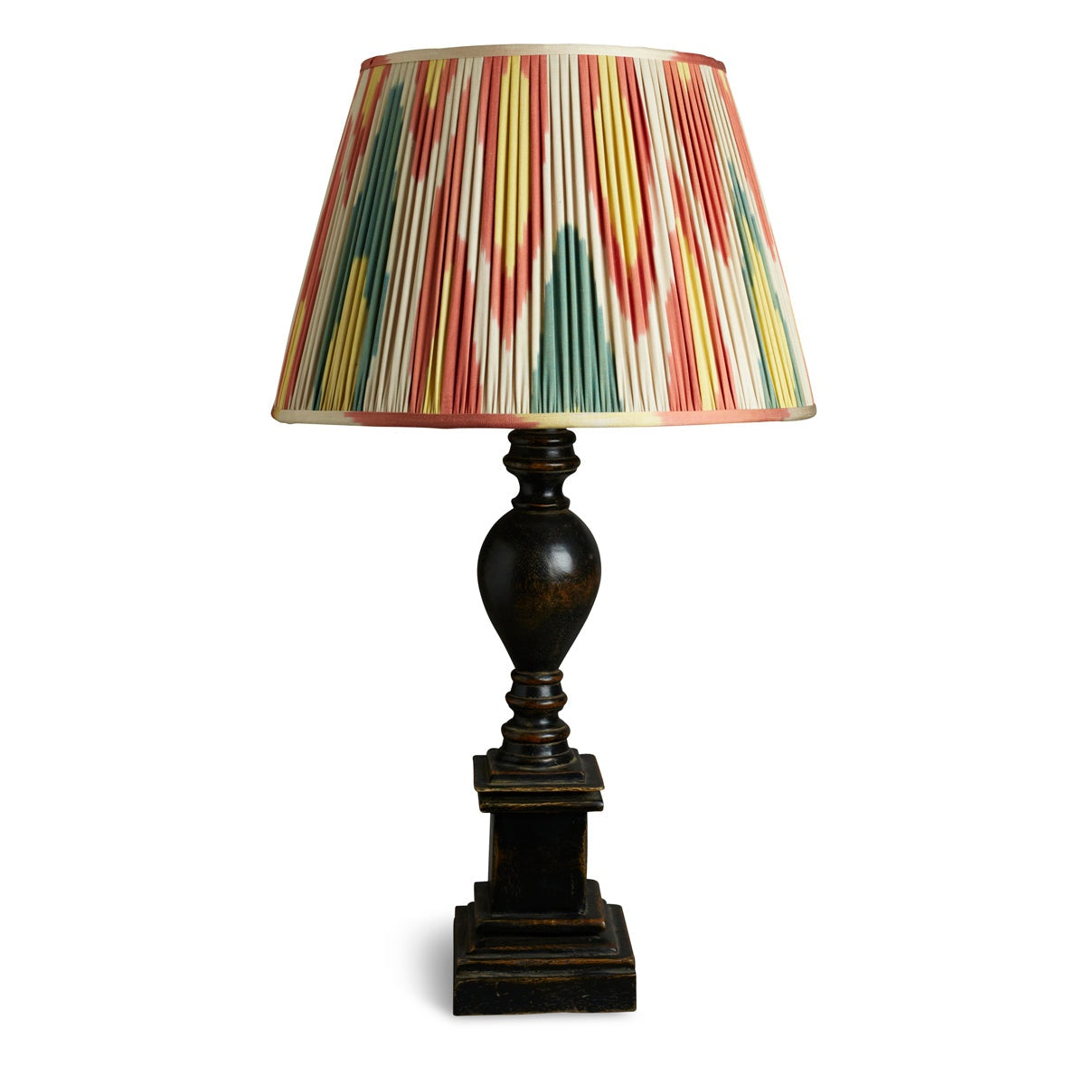 Nushka Lampshades 18 Inch - 46cm Red green and yellow silk and cotton ikat lampshade