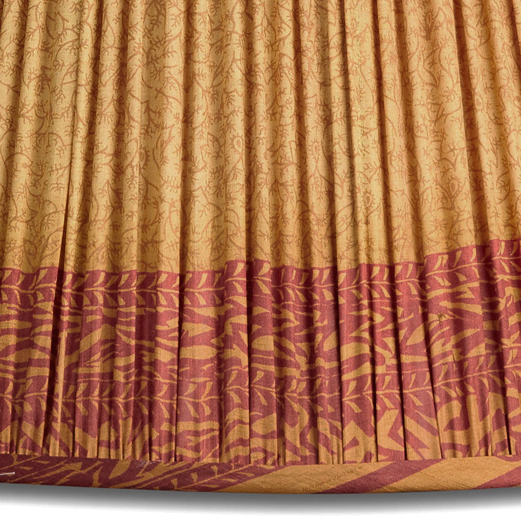 Nushka Lampshades 20 Inch - 51cm Mustard and burgundy silk sari lampshade with border