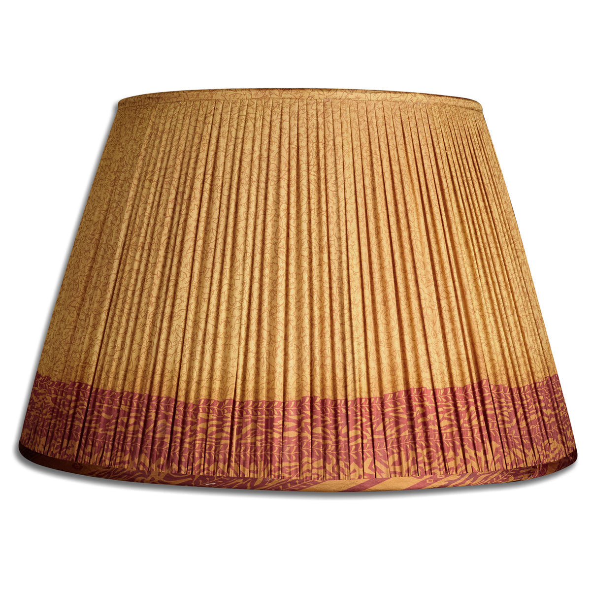 Nushka Lampshades 20 Inch - 51cm Mustard and burgundy silk sari lampshade with border