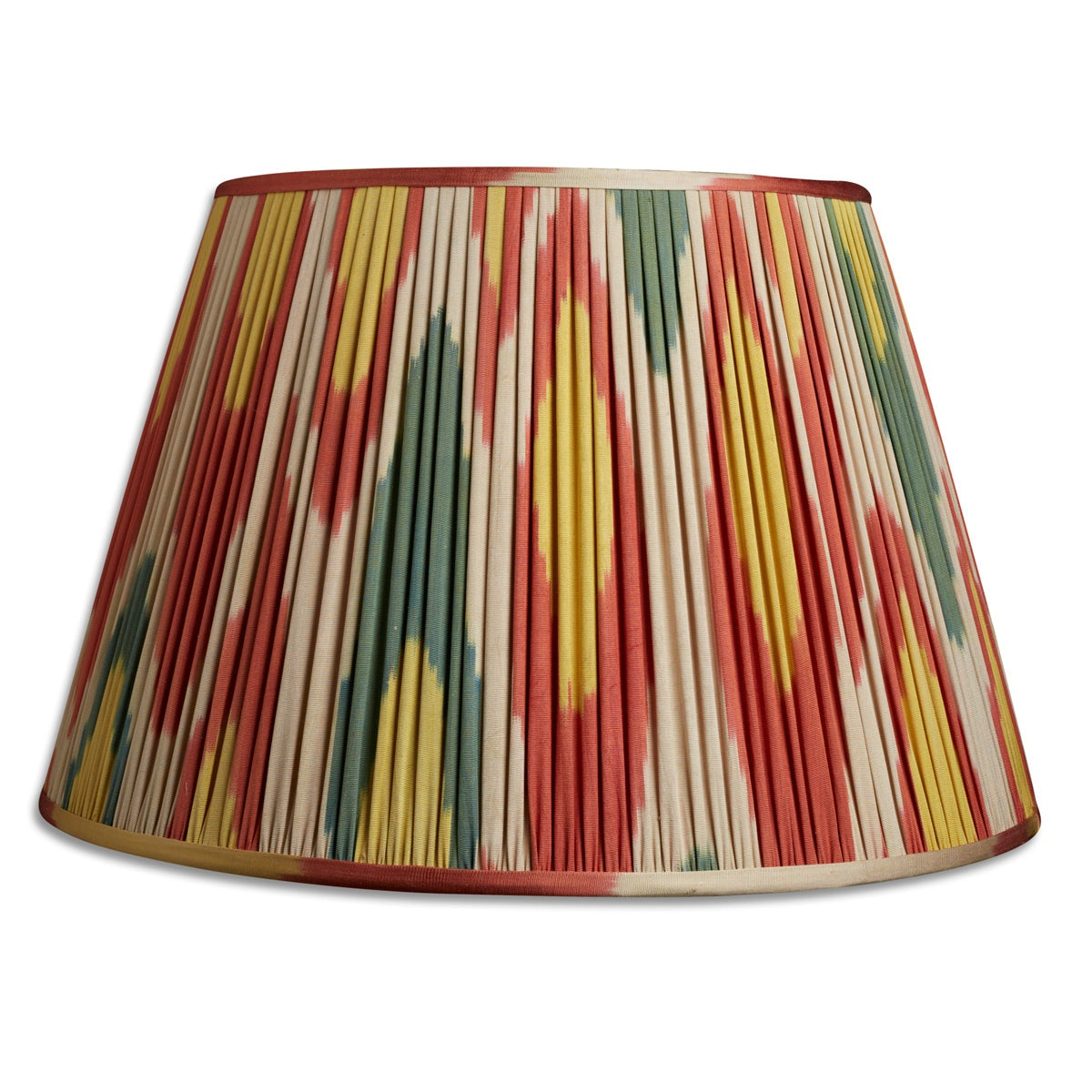 Nushka Lampshades 20 Inch - 51cm Red green and yellow silk and cotton ikat Lampshade