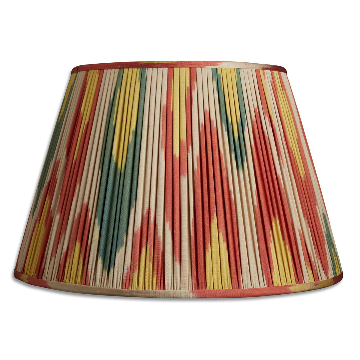 Nushka Lampshades 20 Inch - 51cm Red green and yellow silk and cotton ikat Lampshade