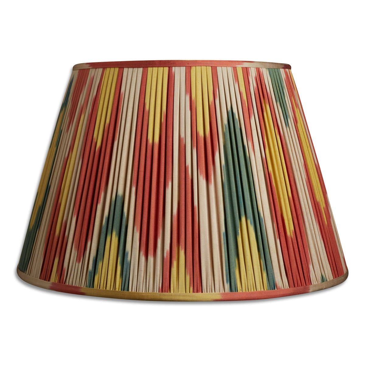 Nushka Lampshades 20 Inch - 51cm Red green and yellow silk and cotton ikat Lampshade