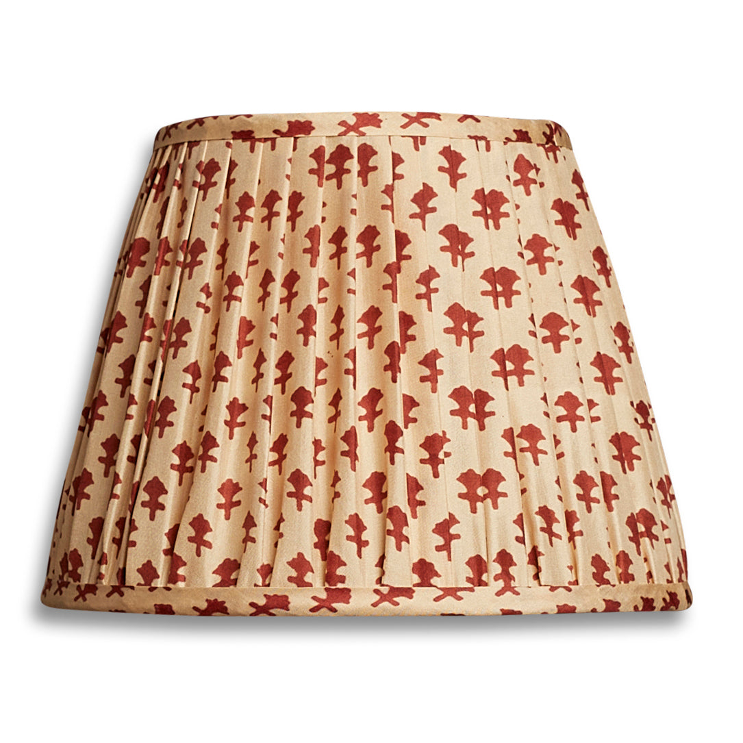 Nushka Lampshades 8 inch - 20 cm Beige and burgundy print silk sari lampshade