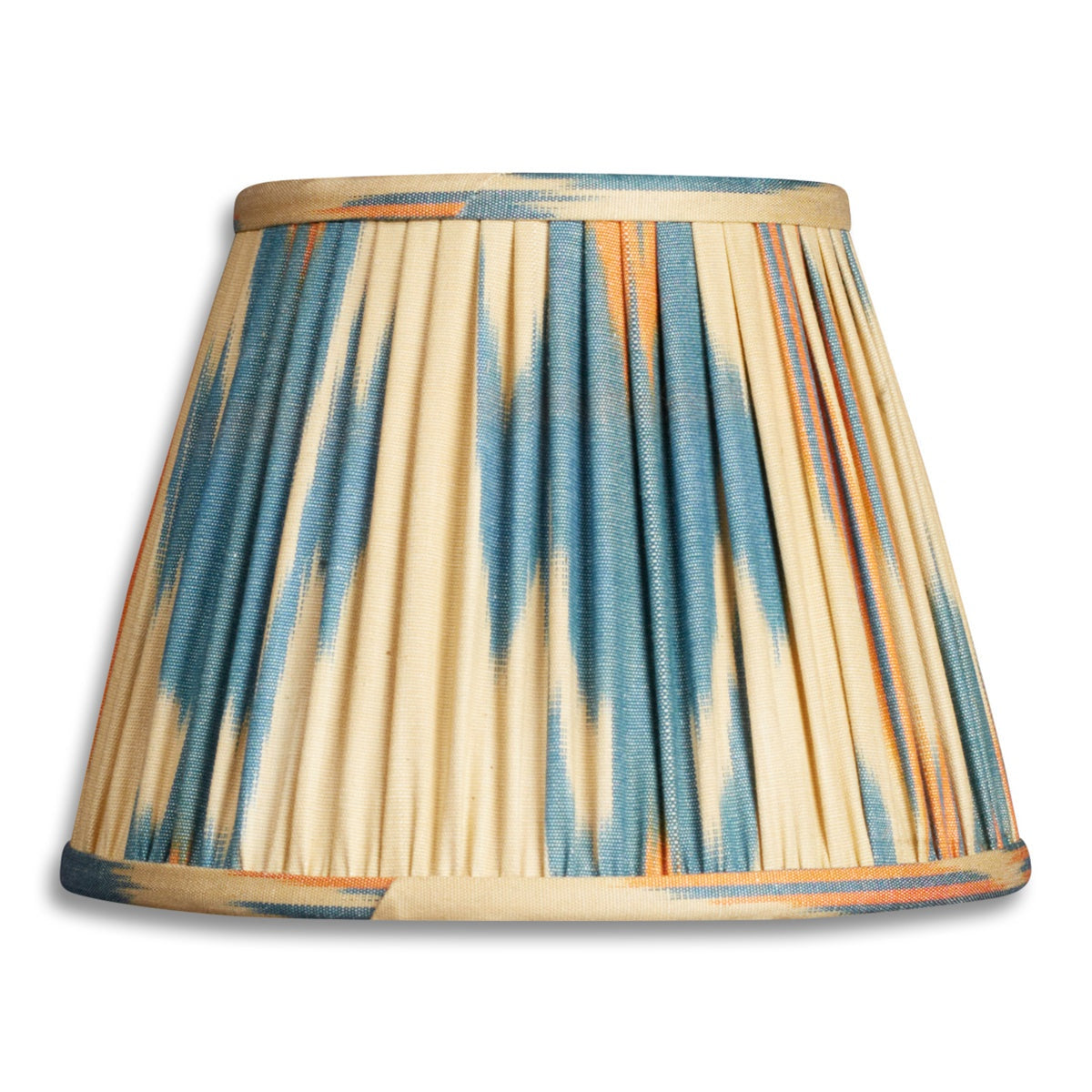 Nushka Lampshades 8 inch - 20 cm Blue, orange and cream cotton and silk ikat lampshade