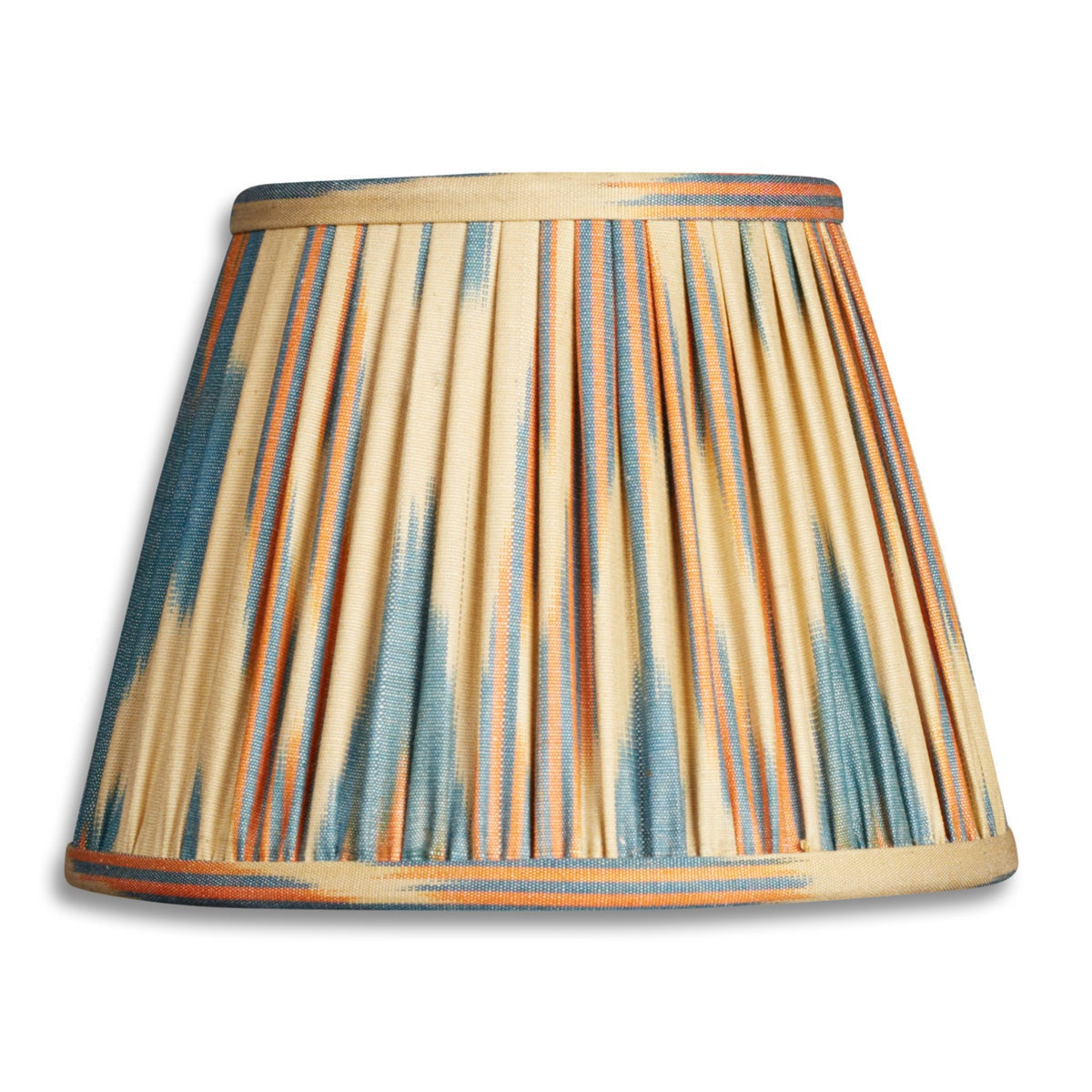 Nushka Lampshades 8 inch - 20 cm Blue, orange and cream cotton and silk ikat lampshade