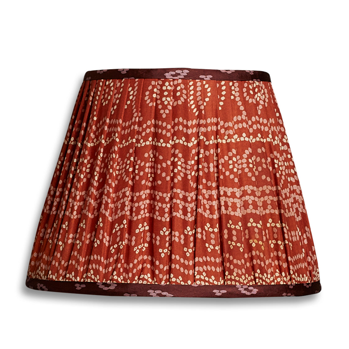 Nushka Lampshades 8 inch - 20 cm Burgundy bandhani print silk sari lampshade