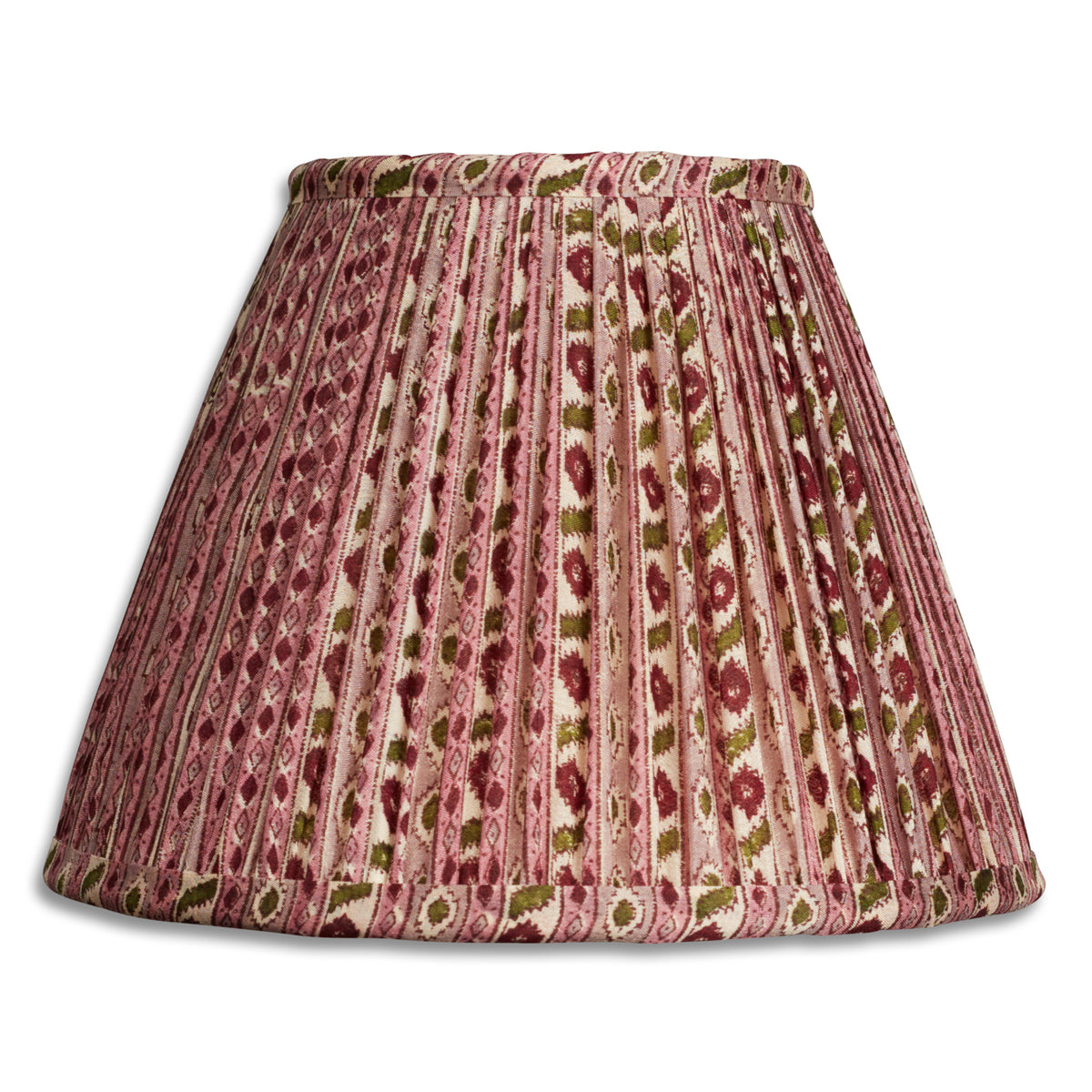 Nushka Lampshades 8 inch - 20 cm Lilac and green floral print French drum silk sari lampshade