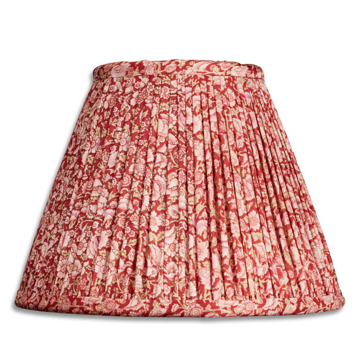 Nushka Lampshades 8 inch - 20 cm Pink and red floral print silk French drum sari lampshade