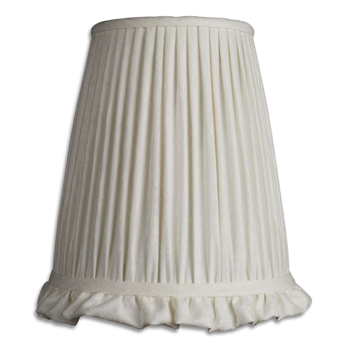 Nushka Lampshades 9 inch - 23 cm - White Mulberry Silk Cone Lampshade With Gathered Frill