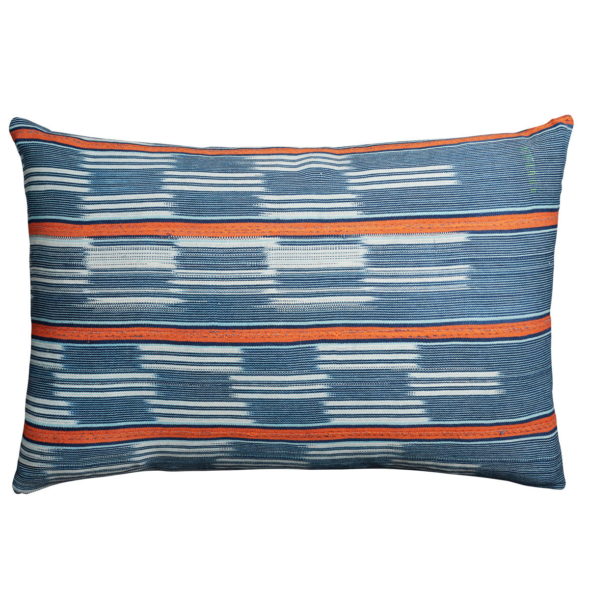 Nushka Light blue and orange striped African cushion