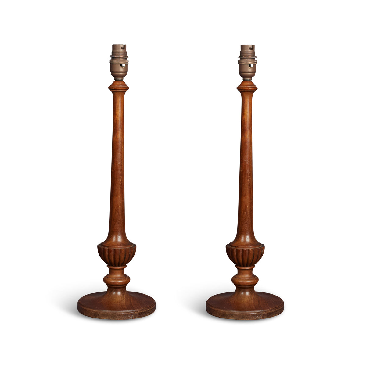 Nushka Lighting A pair early 20th century turned wooden table lamps