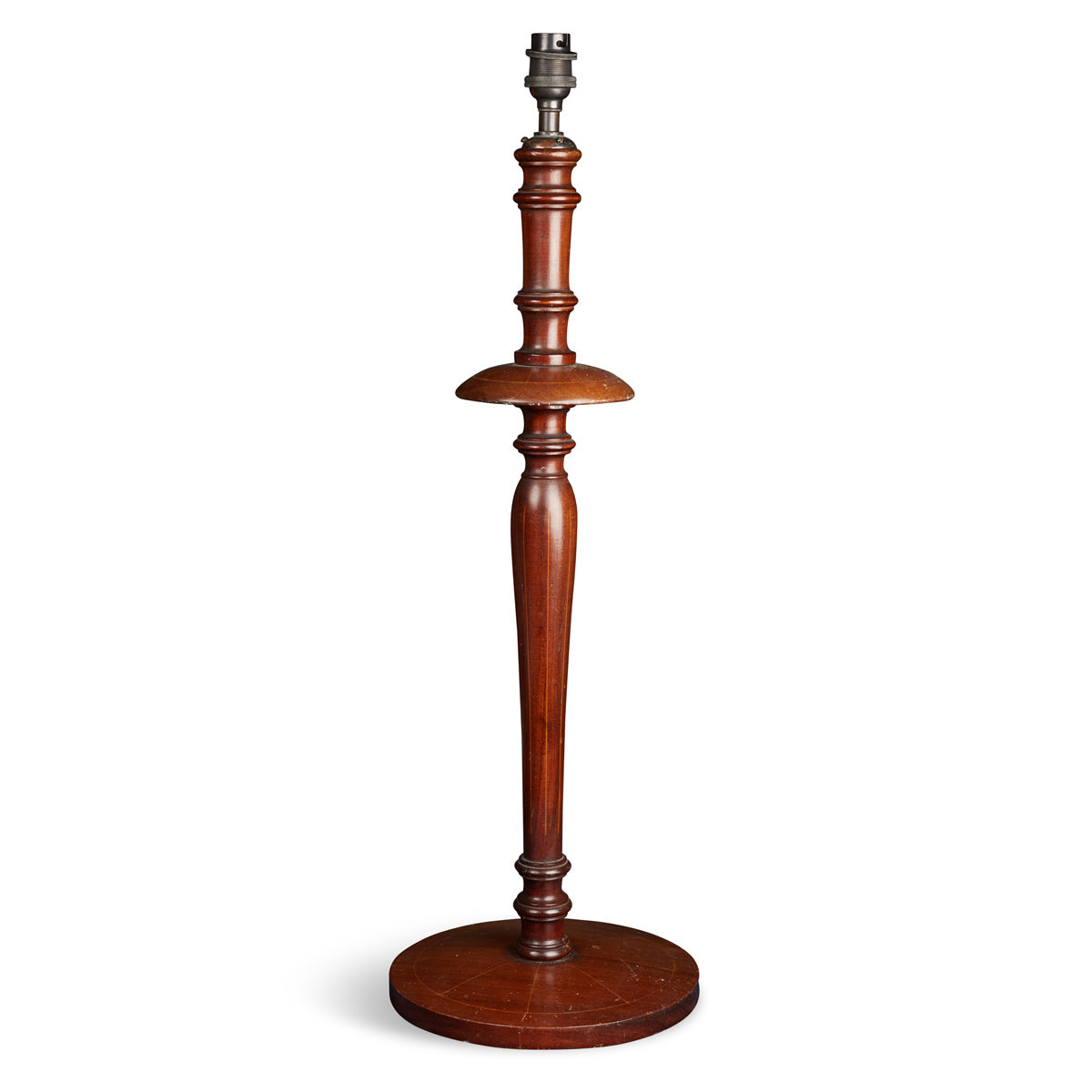 Nushka Lighting A tall turned wood candlestick style table lamp