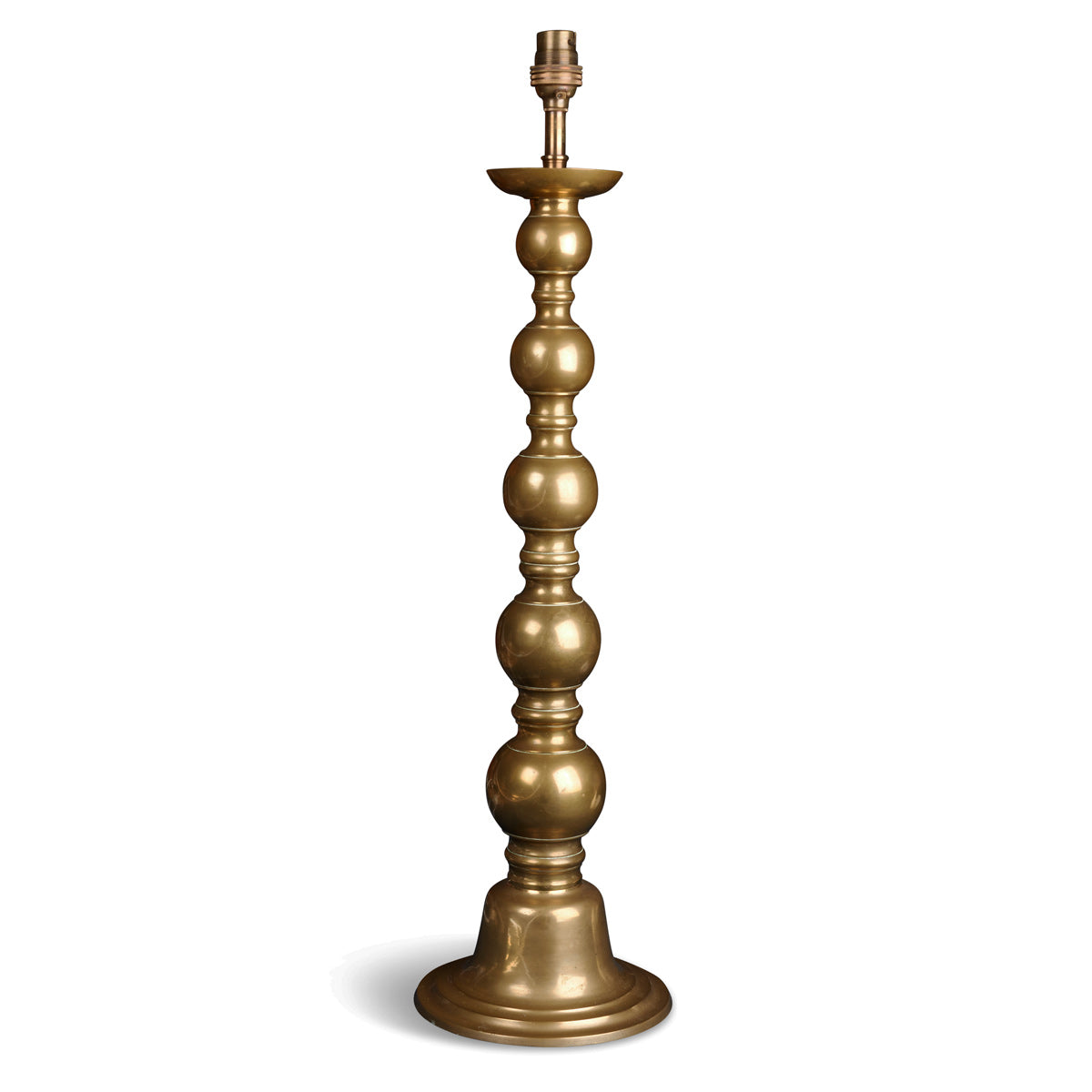 Nushka Lighting Early 20th century brass bobbin table lamp