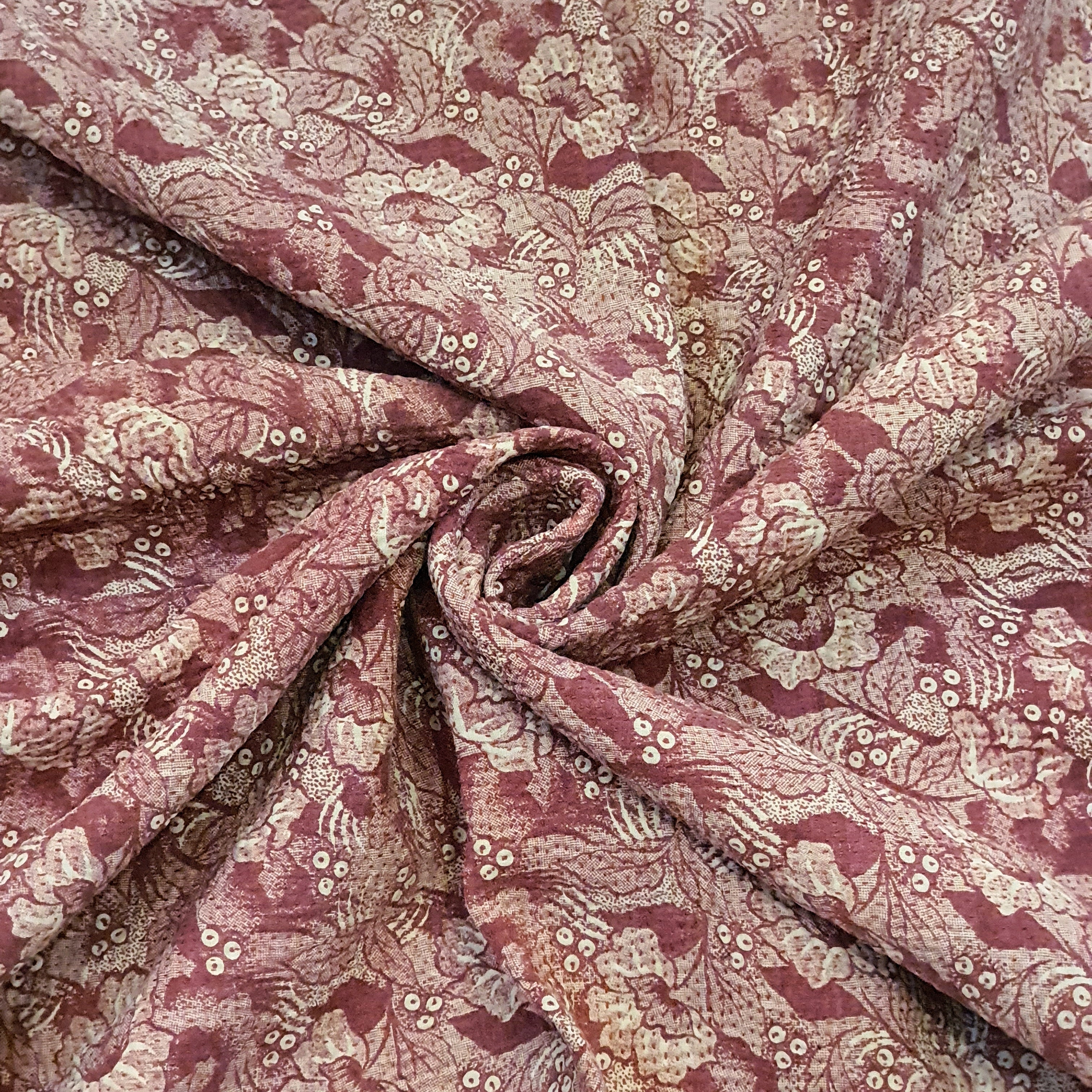 Nushka Textiles Dark Pink and Cream Hand-Stitched Kantha Throw