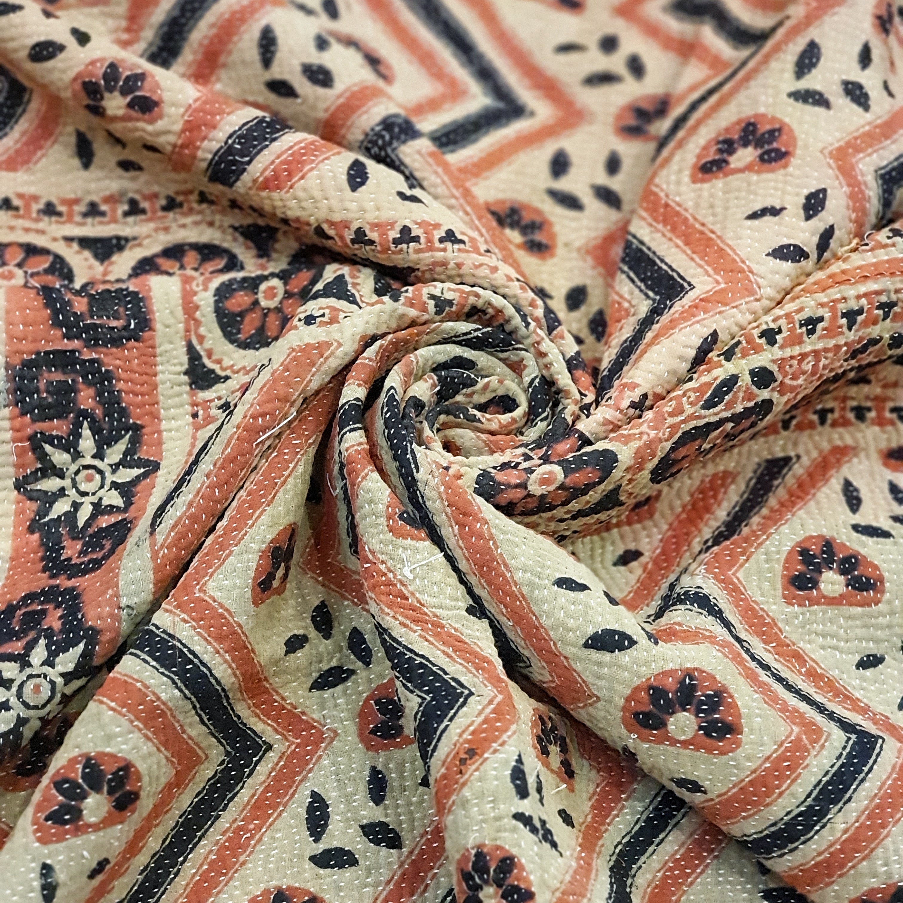 Nushka Textiles Hand-Stitched Kantha Throw