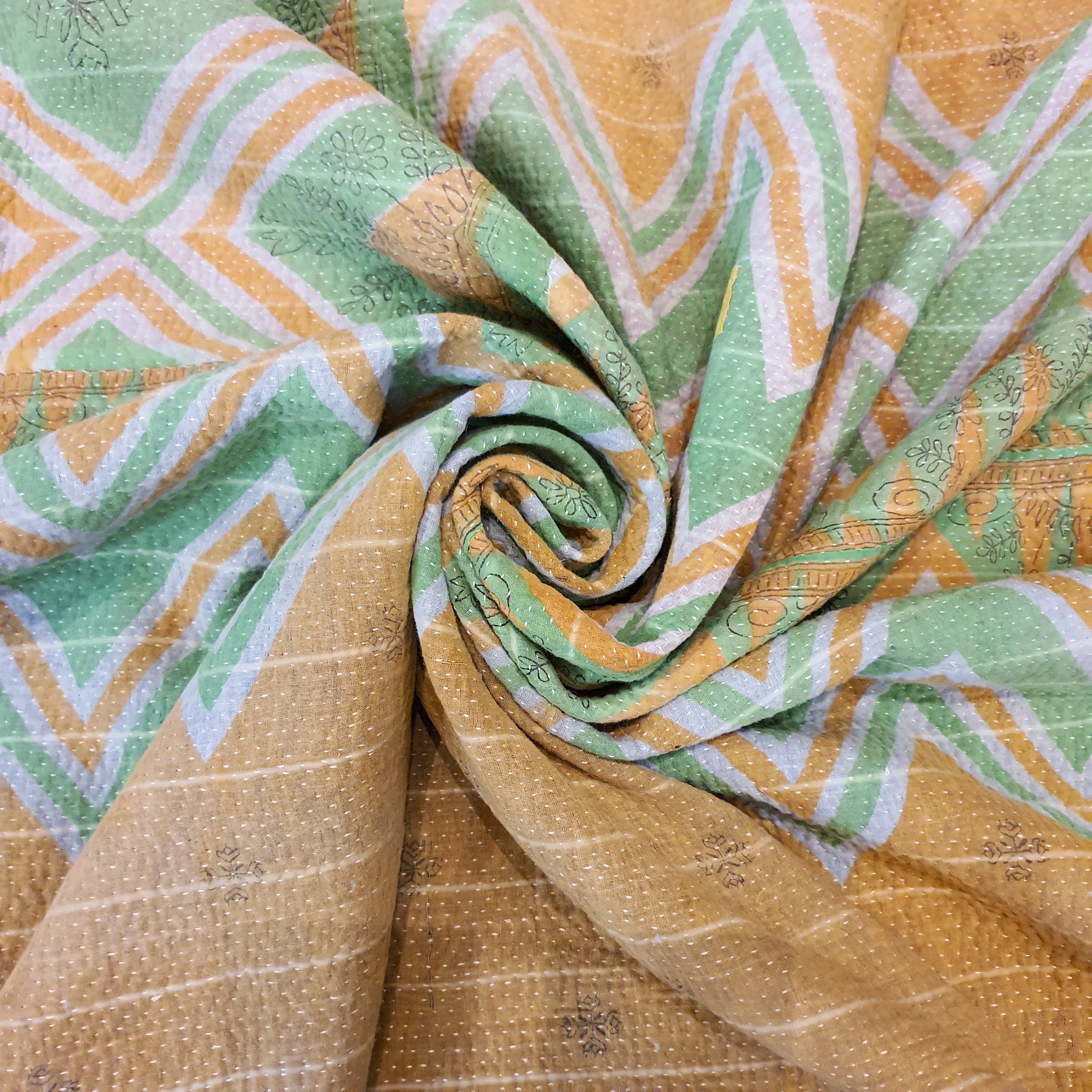 Nushka Textiles Hand-Stitched Kantha Throw