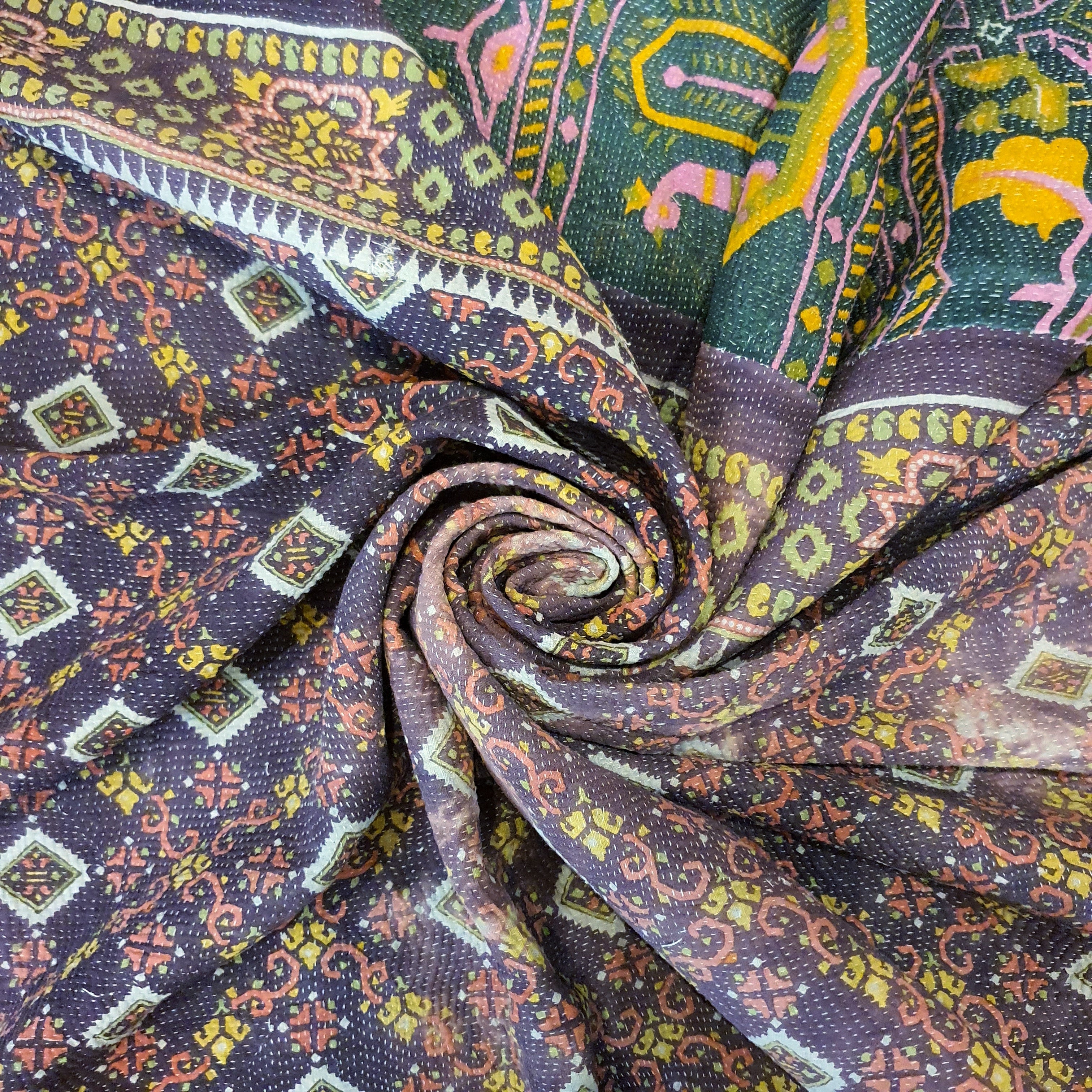 Nushka Textiles Hand-Stitched Kantha Throw