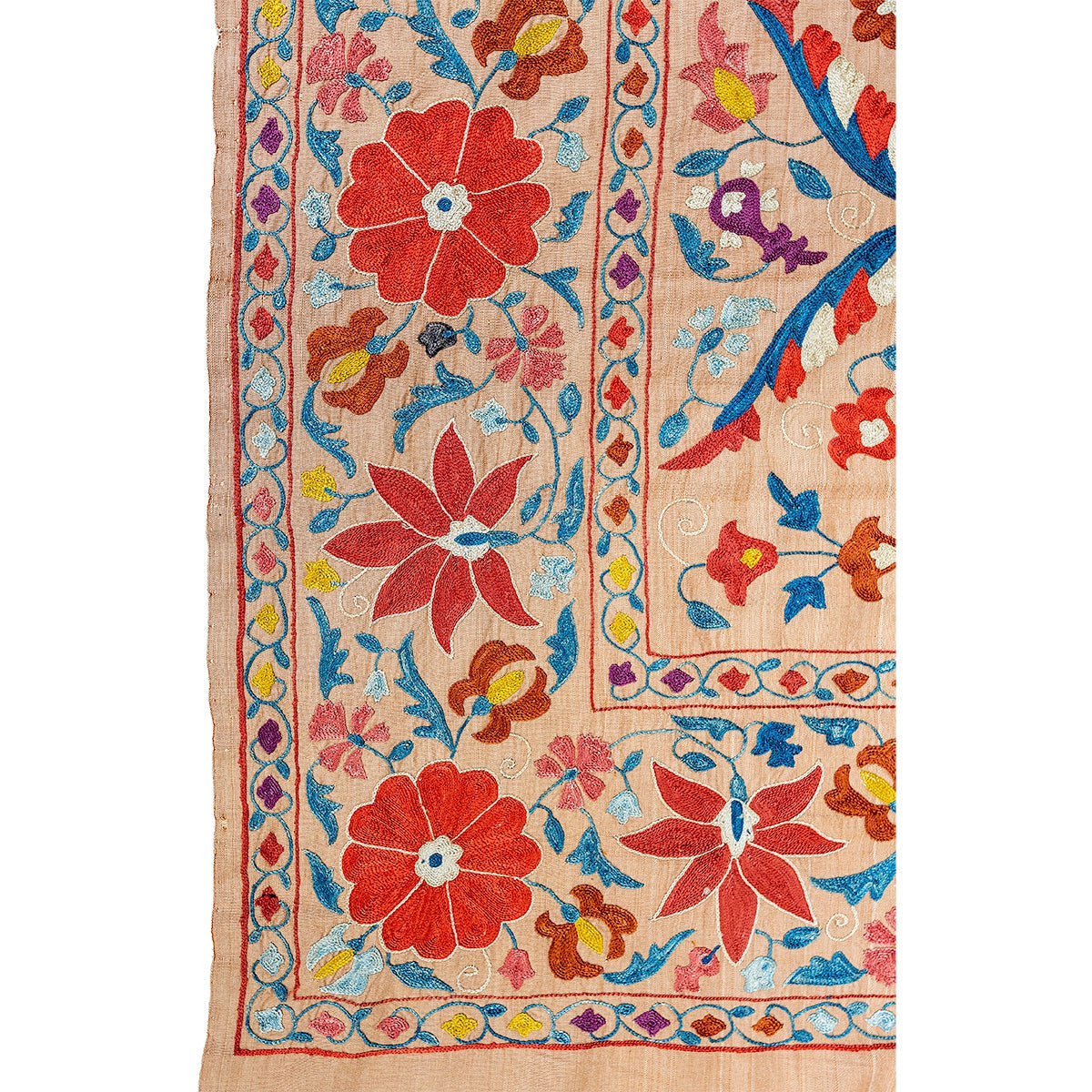 Nushka Textiles Rectangular Silk Suzani Hanging From Uzbekistan