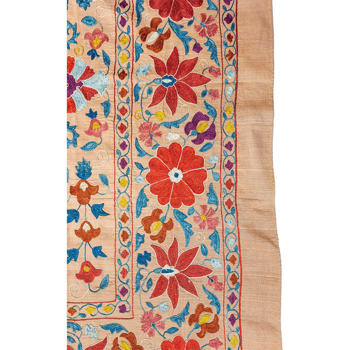 Nushka Textiles Rectangular Silk Suzani Hanging From Uzbekistan