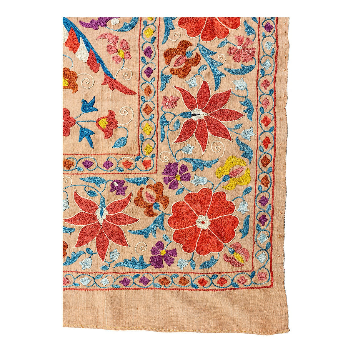 Nushka Textiles Rectangular Silk Suzani Hanging From Uzbekistan