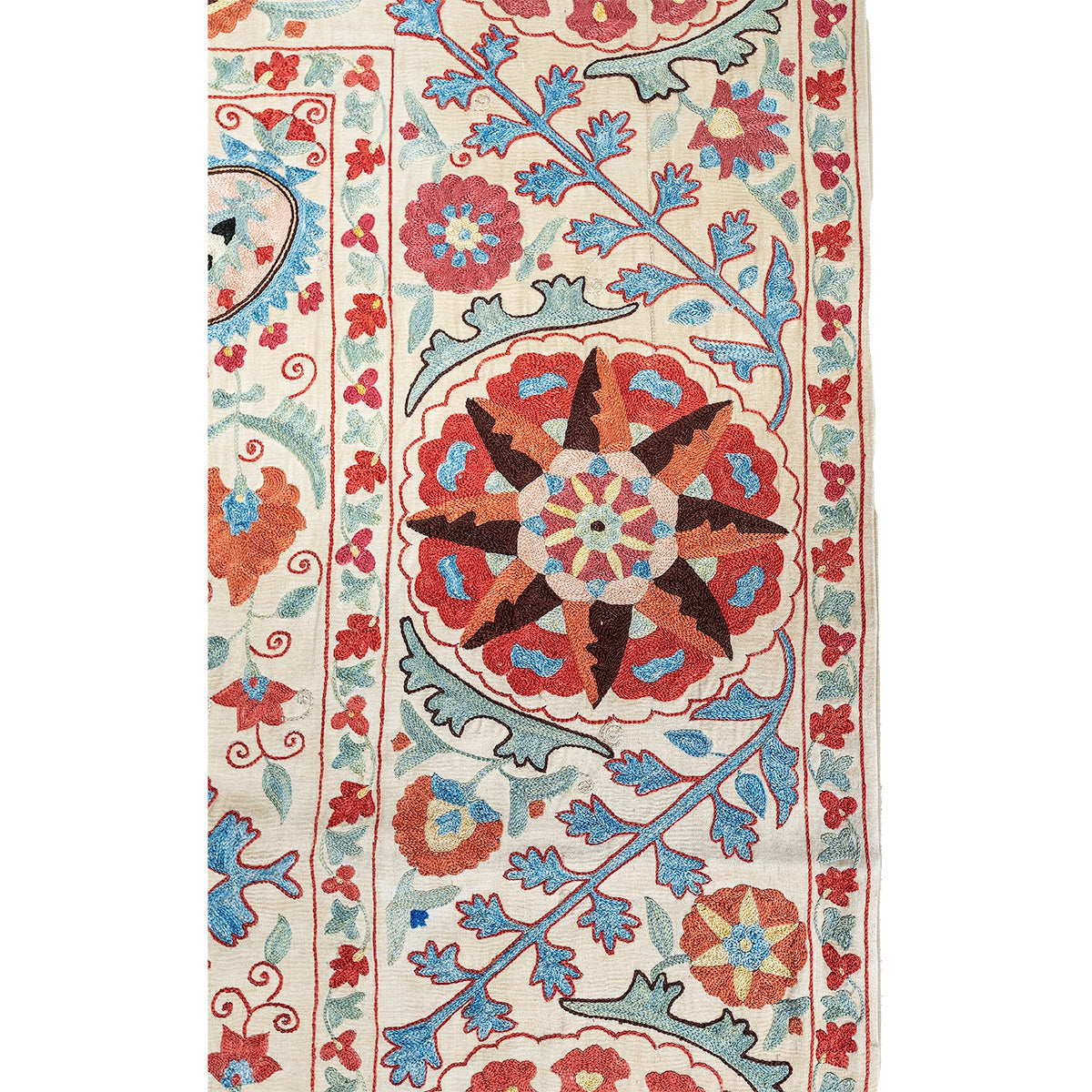 Nushka Textiles Rectangular Silk Suzani Hanging From Uzbekistan