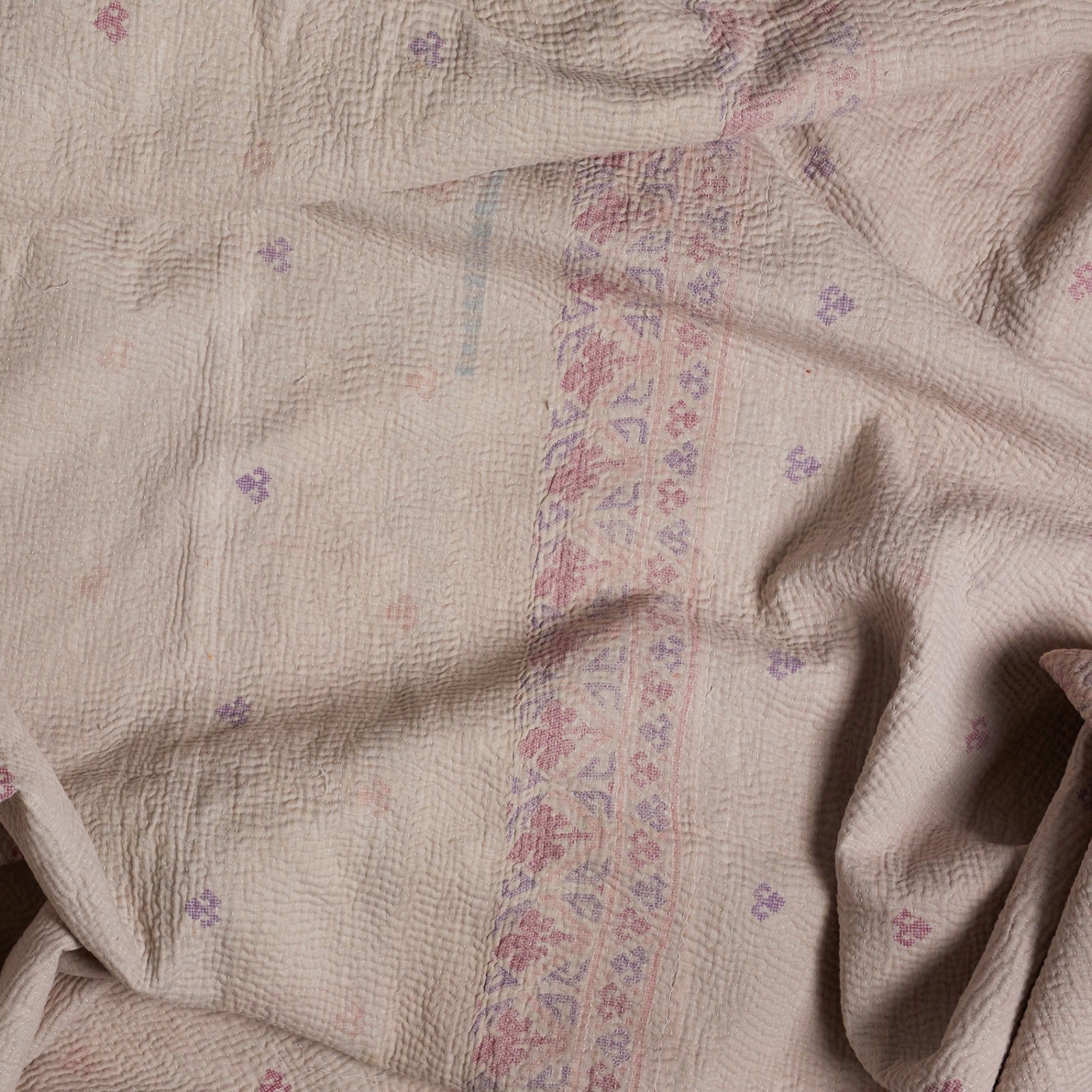 Nushka Textiles Very Pale Pink Hand-Stitched Kantha Throw