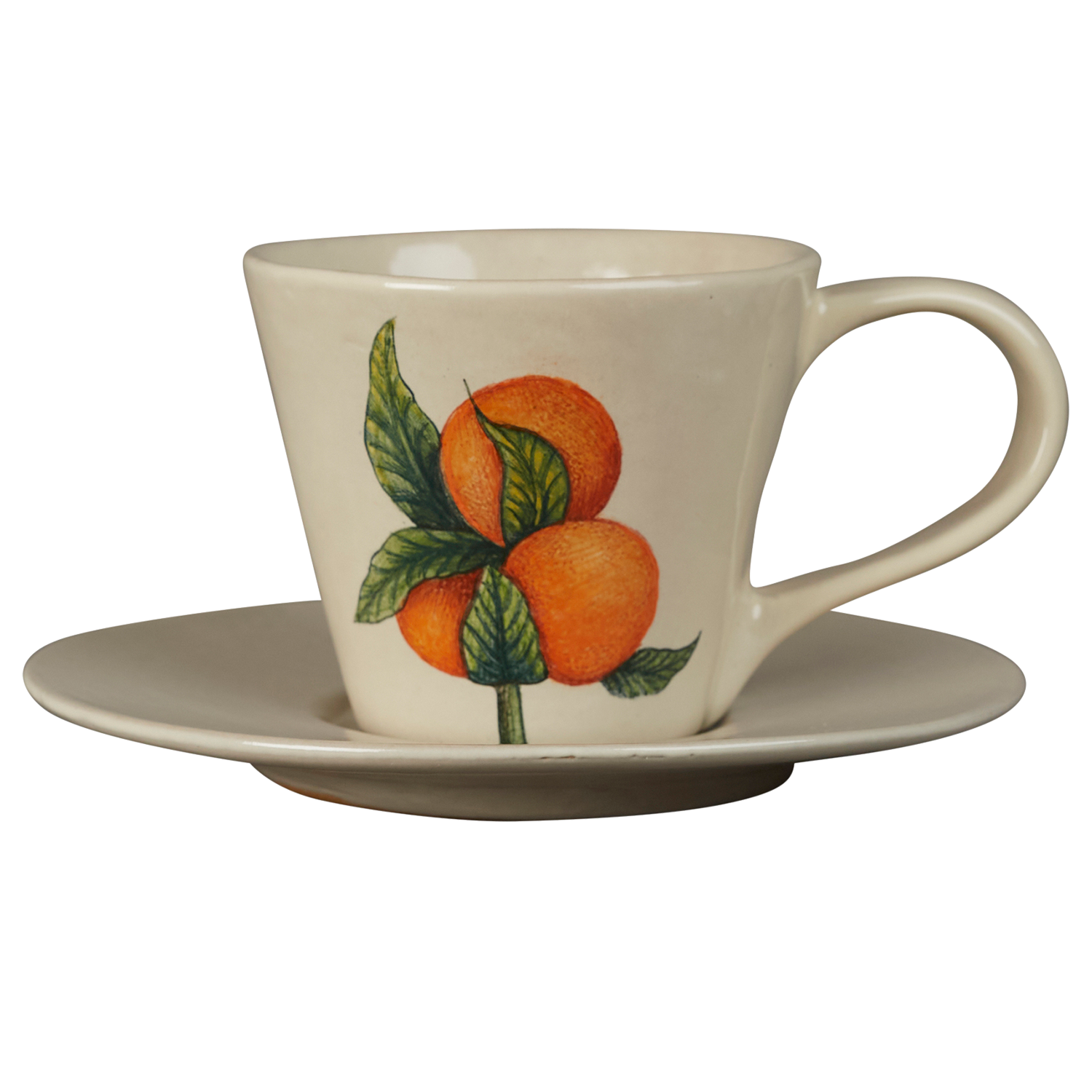 Hand-painted ceramic espresso cup and saucer