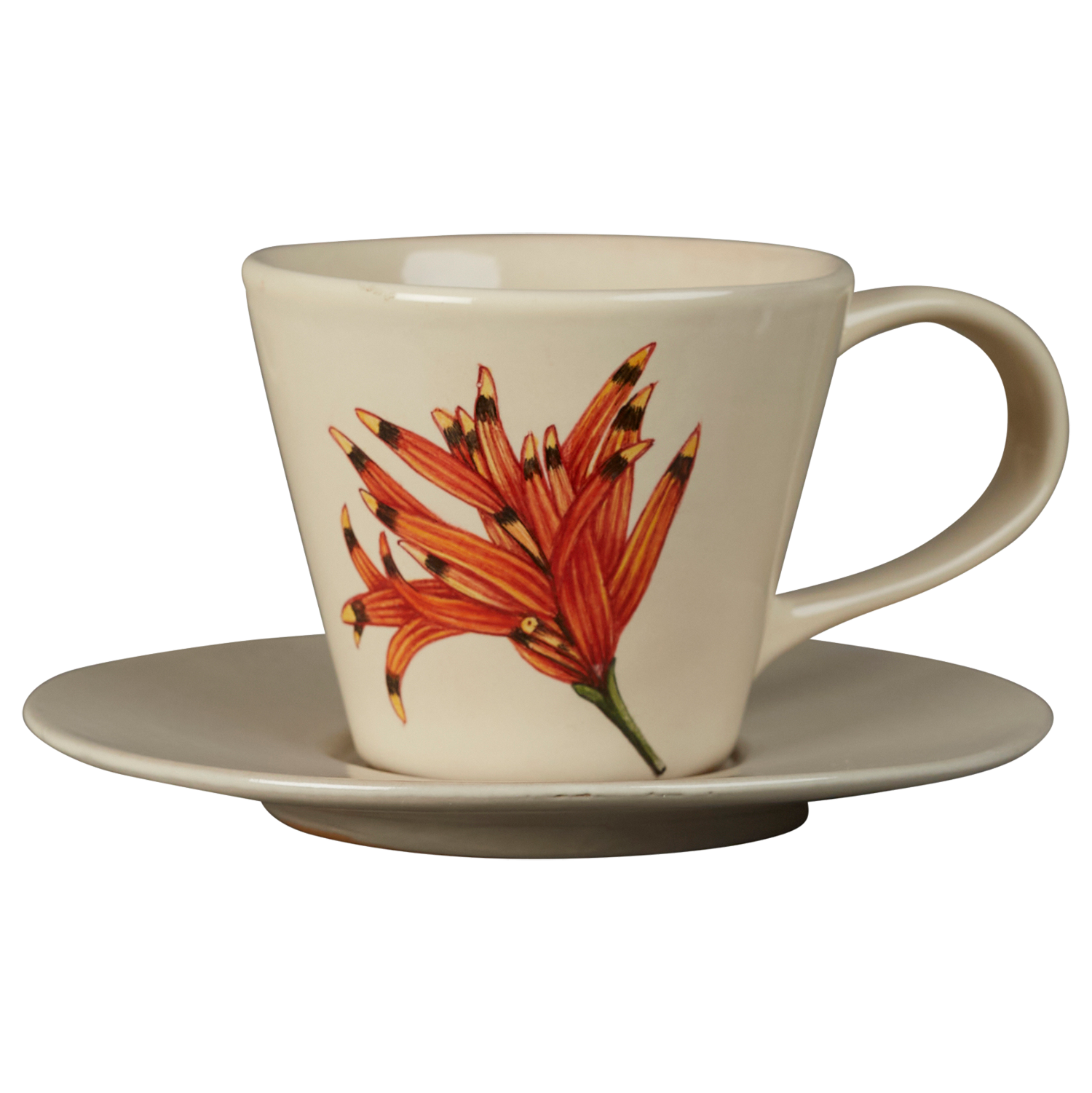 Hand-painted ceramic espresso cup and saucer