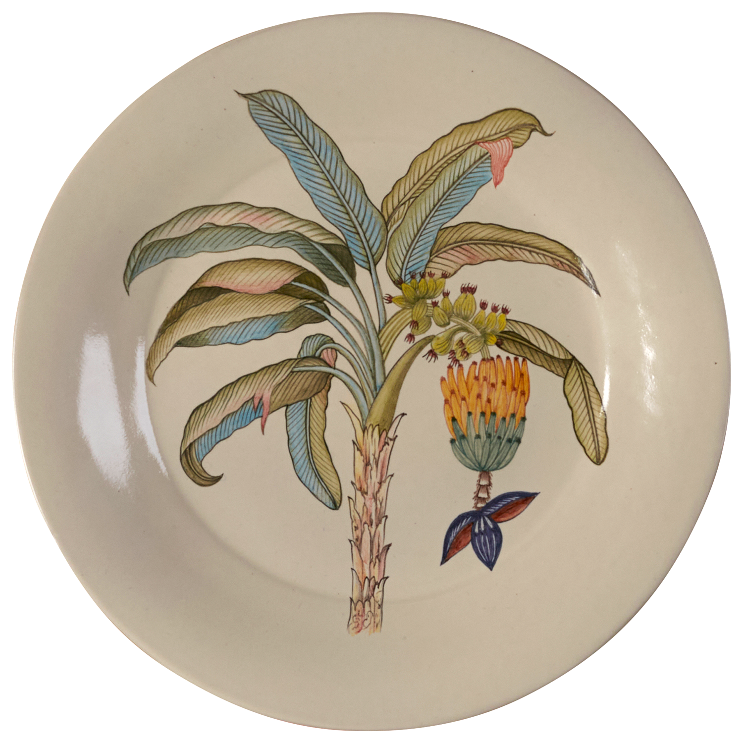 Hand-painted ceramic 'Palm' dessert plate