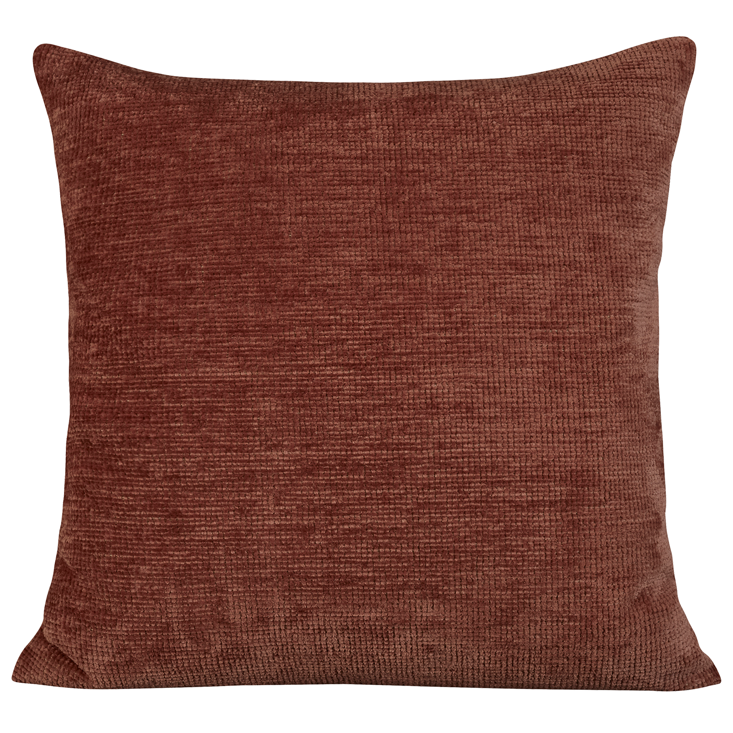 Square hand-woven chenille cushion in dusky pink