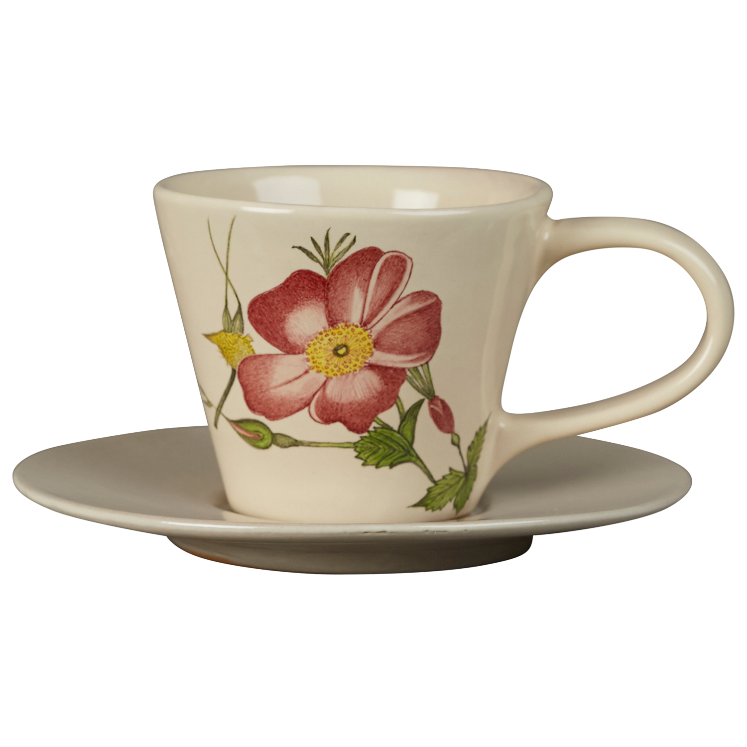 Hand-painted ceramic espresso cup and saucer