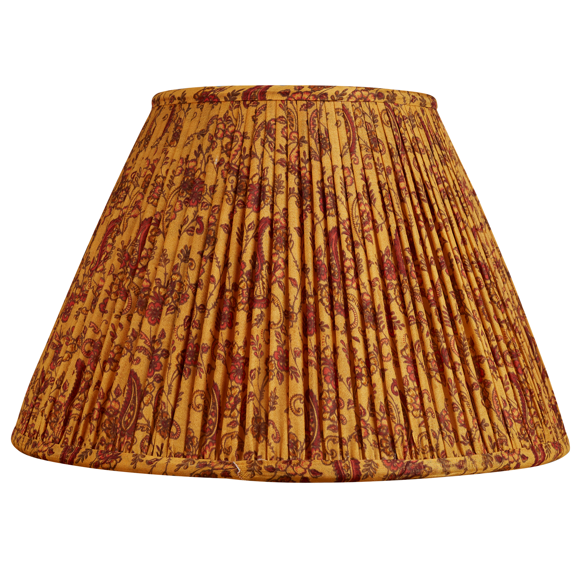 12 inch (30 cms) Red and brown French drum floral design silk sari lampshade