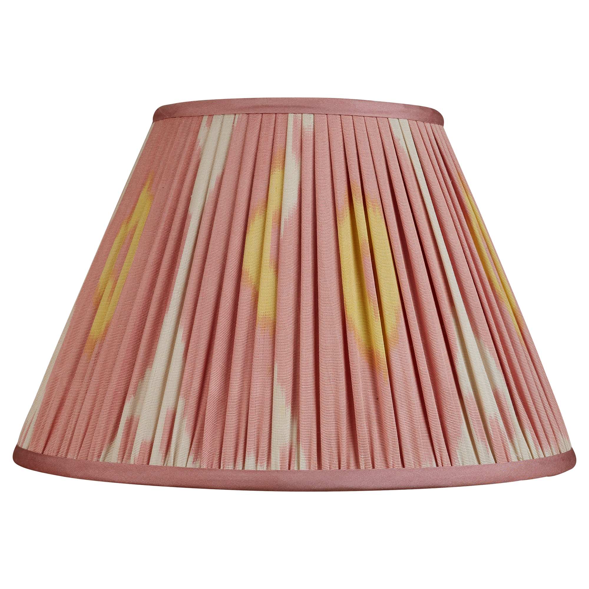 12 inch (30cms) Soft pink and yellow French drum ikat lampshade