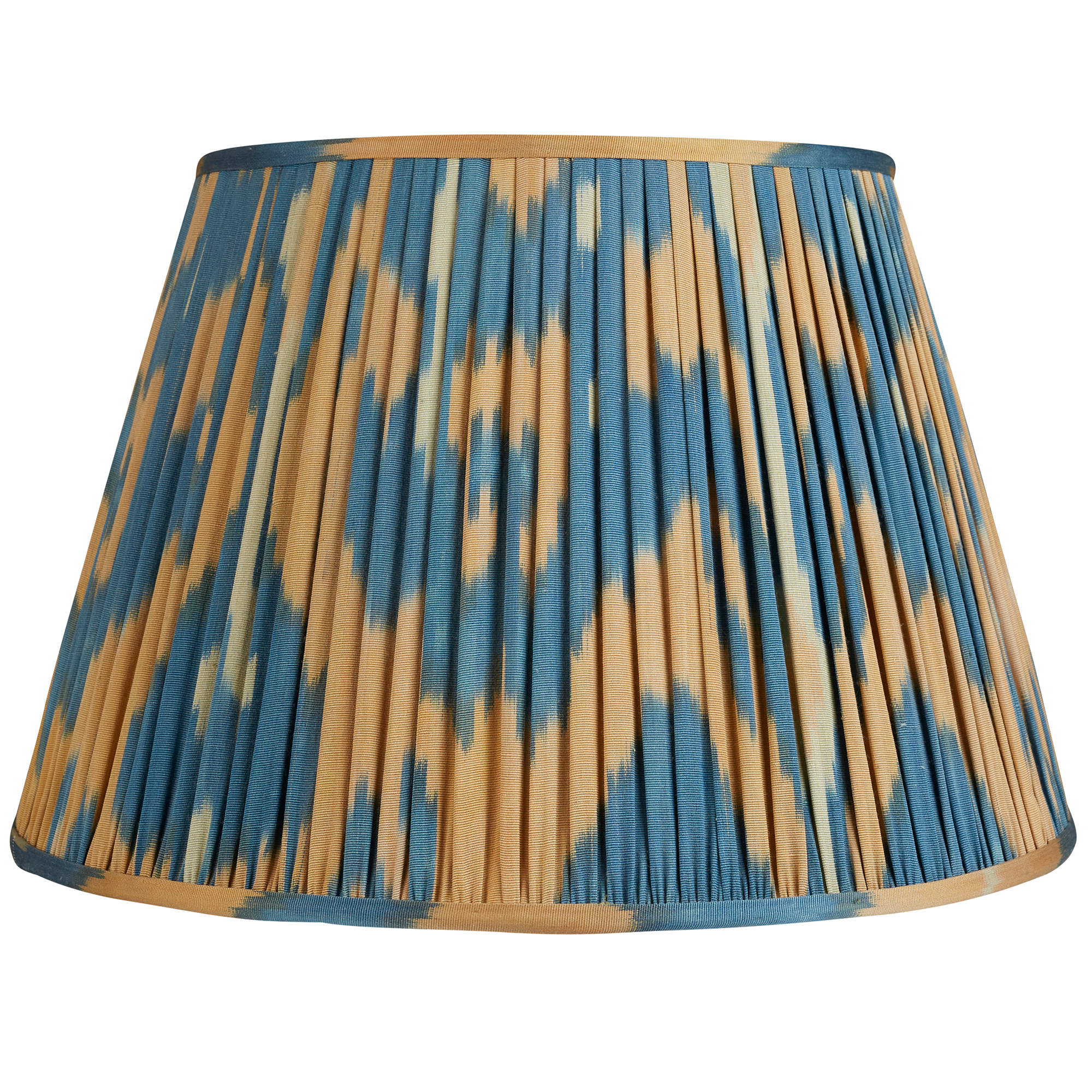 16 Inch (41cm) Caramel and Blue Cotton and Silk Ikat Lampshade