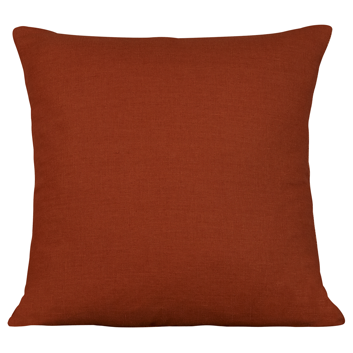 Square hand-woven chenille cushion in terracotta